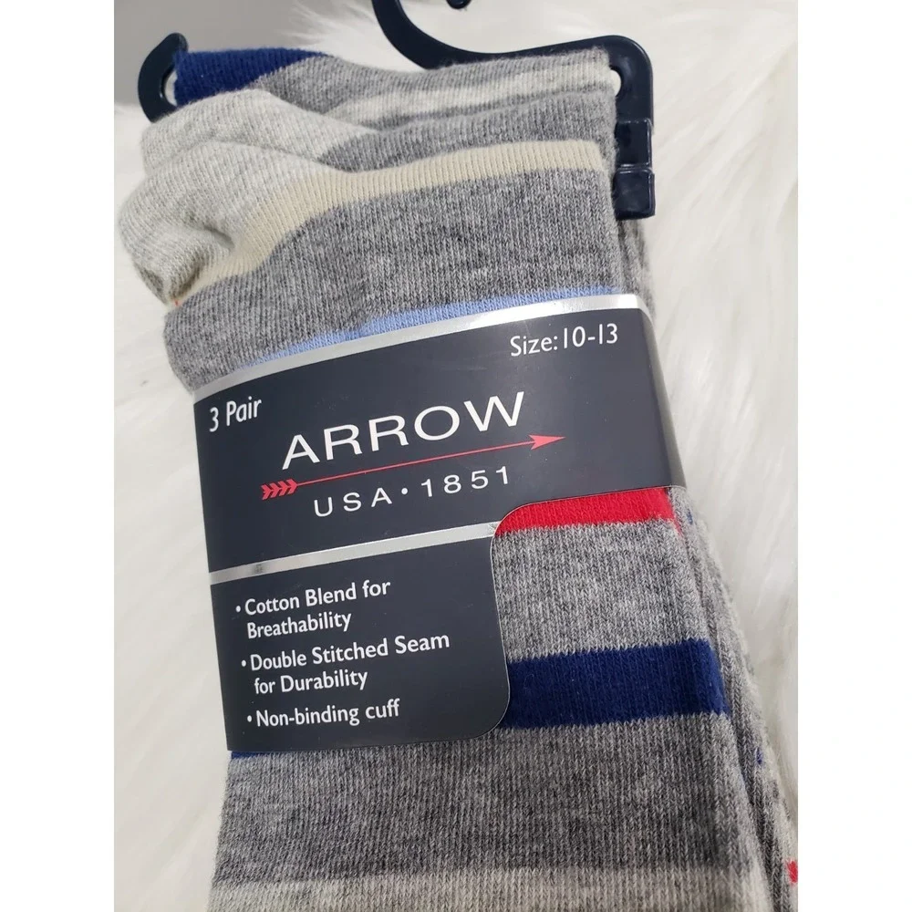 NEW Arrow Brand Tall Crew Cut Socks 2000s Dress Socks Striped Colorful Men 10-13